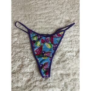 NWOT Biatta Fruit Print Glitter G-String Thong Size S 5 Y2K Metallic Novelty